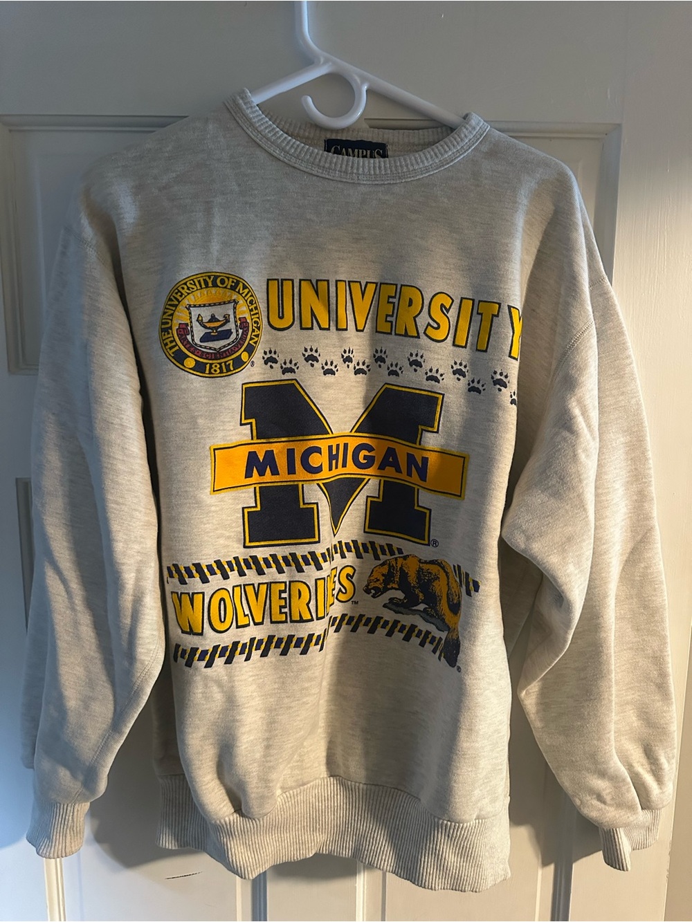 MICHI Gray Crewneck Sweatshirt with Yellow and Navy Michigan Graphics